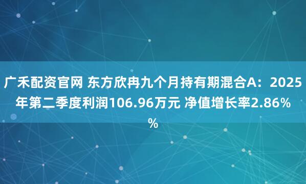 广禾配资官网 东方欣冉九个月持有期混合A：2025年第二季度利润106.96万元 净值增长率2.86%